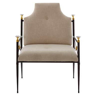 Monroe High Back Chair Linen White Modern