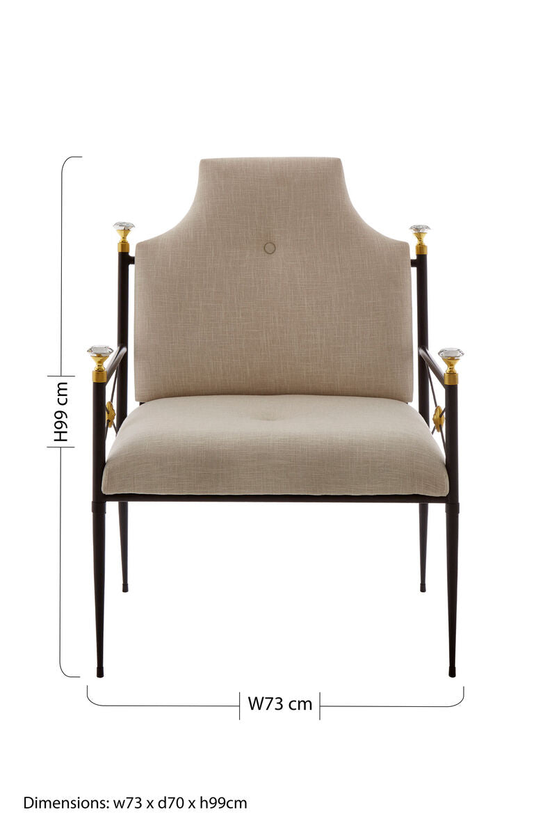 Monroe High Back Chair Linen White Modern