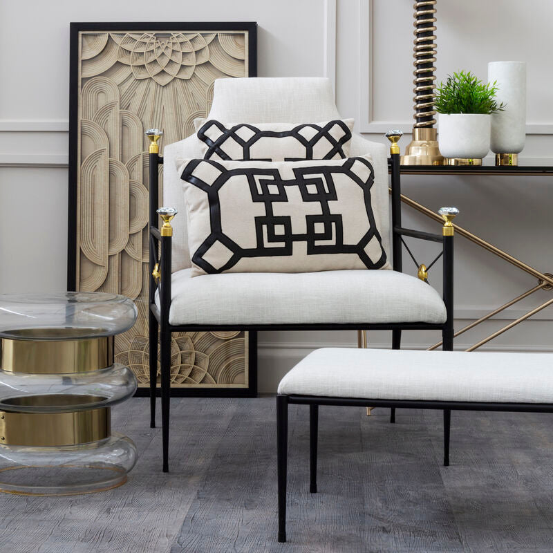 Monroe High Back Chair Linen White Modern