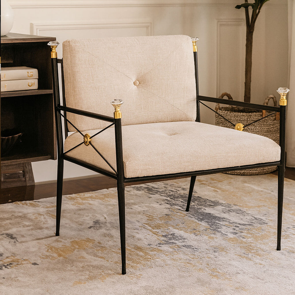 Monroe Fabric White Contemporary Lounge Chair