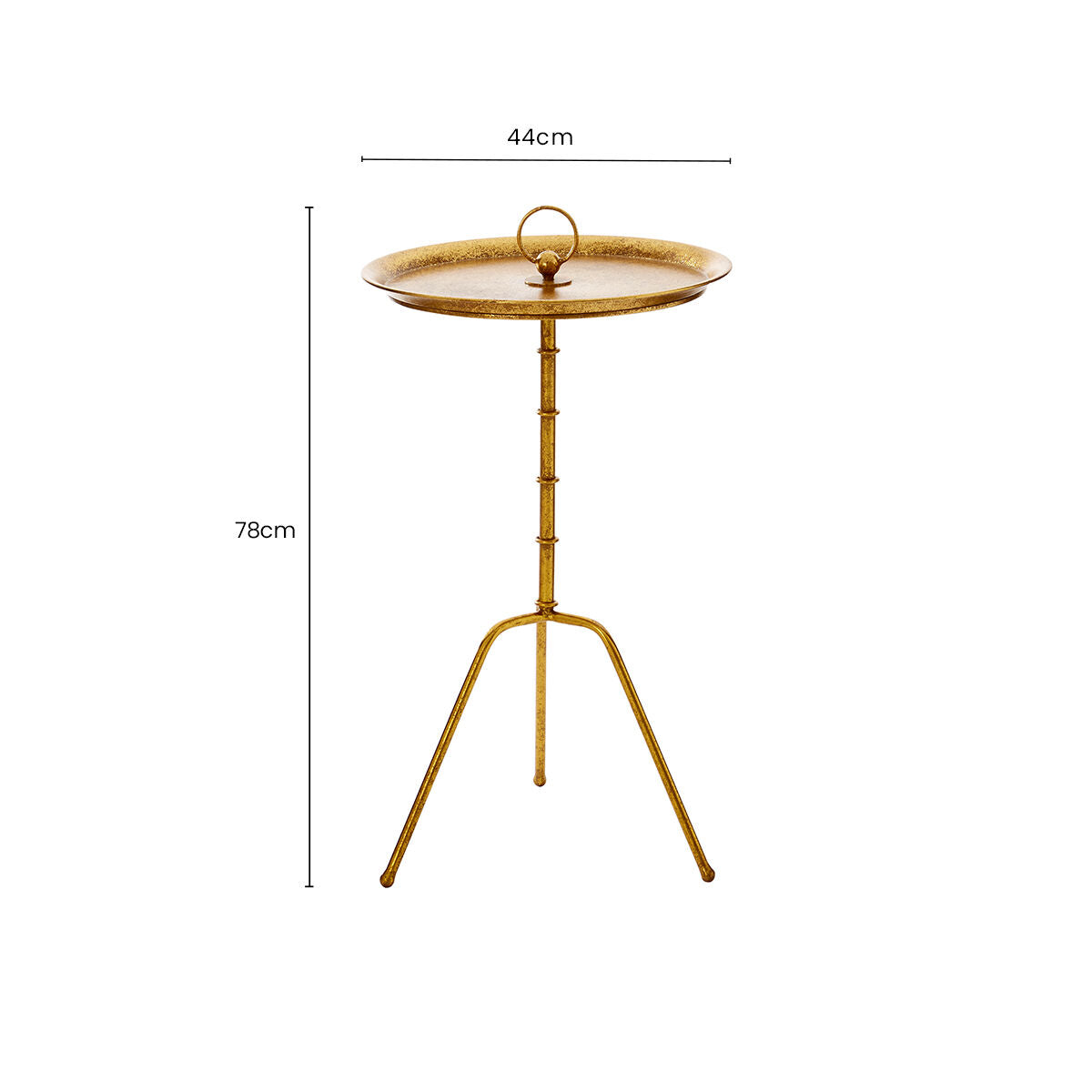 Distressed Gold Steel Accent Table With Bamboo Stand, Monroe