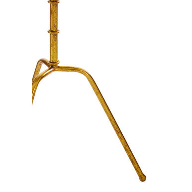 Distressed Gold Steel Accent Table With Bamboo Stand, Monroe