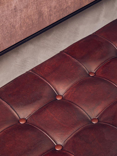 Inca Antique Brown Leather Bench