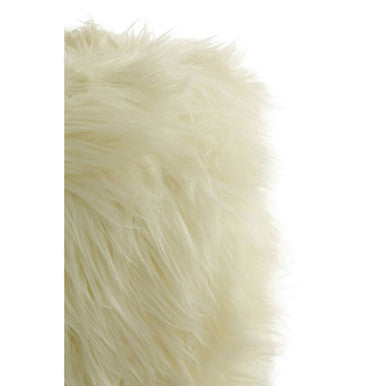 Inca White Fur Round Footstool