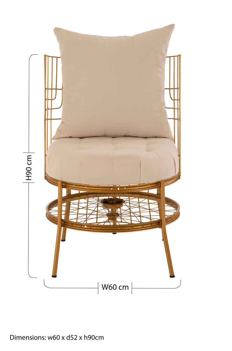 Mantis Gold Wheel Design Chair With Cushion