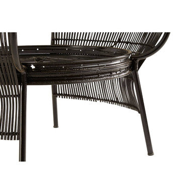 Clear Glass Top Table With Black Bamboo & Iron Frame, Mantis