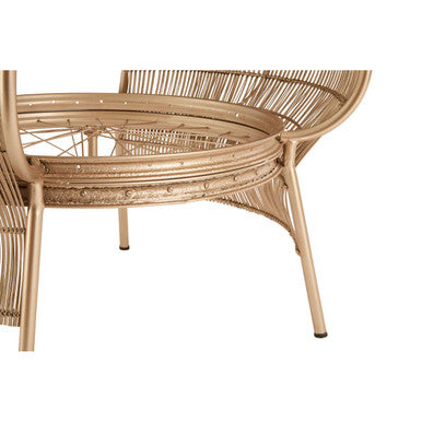 Clear Glass Top Table With Champagne Gold Bamboo & Iron Frame, Mantis