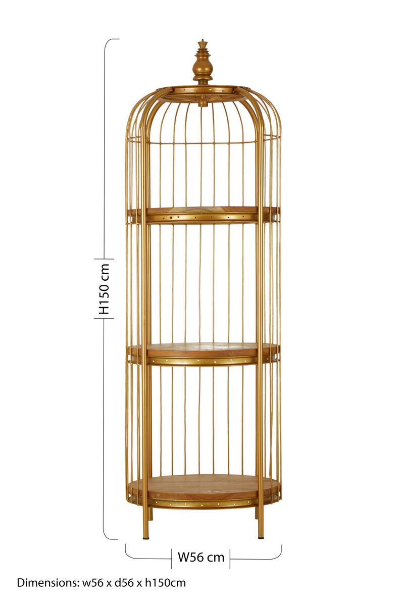 Mantis Medium Gold Birdcage Shelf Unit