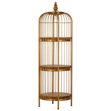 Mantis Small 3 Tier Gold Birdcage Shelf Unit