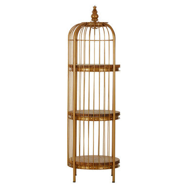 Mantis Small 3 Tier Gold Birdcage Shelf Unit