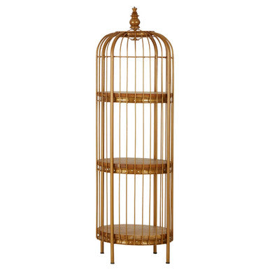Mantis Small 3 Tier Gold Birdcage Shelf Unit