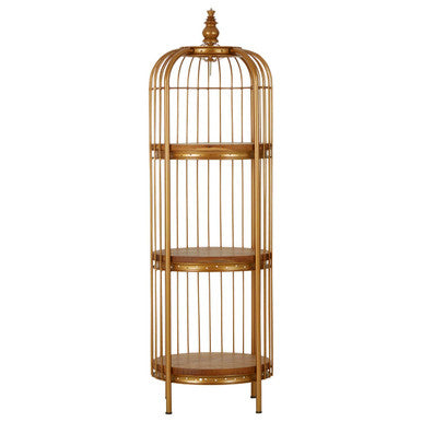 Mantis Small 3 Tier Gold Birdcage Shelf Unit