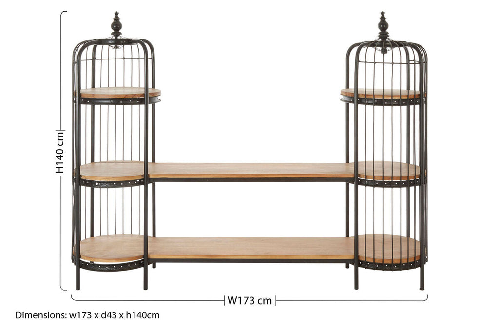 Mantis Long Black Birdcage Shelf Unit