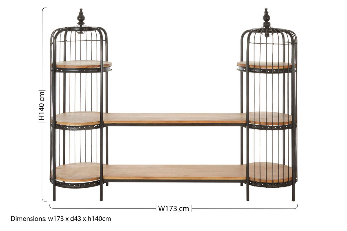 Mantis Long Black Birdcage Shelf Unit