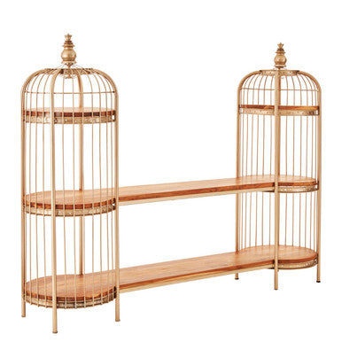 Mantis Champagne Gold Birdcage Shelf Unit
