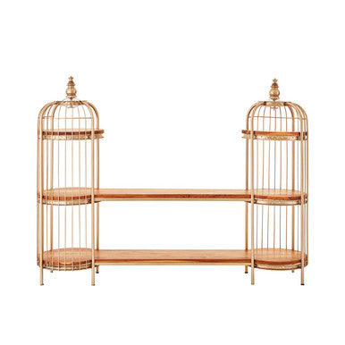 Mantis Champagne Gold Birdcage Shelf Unit