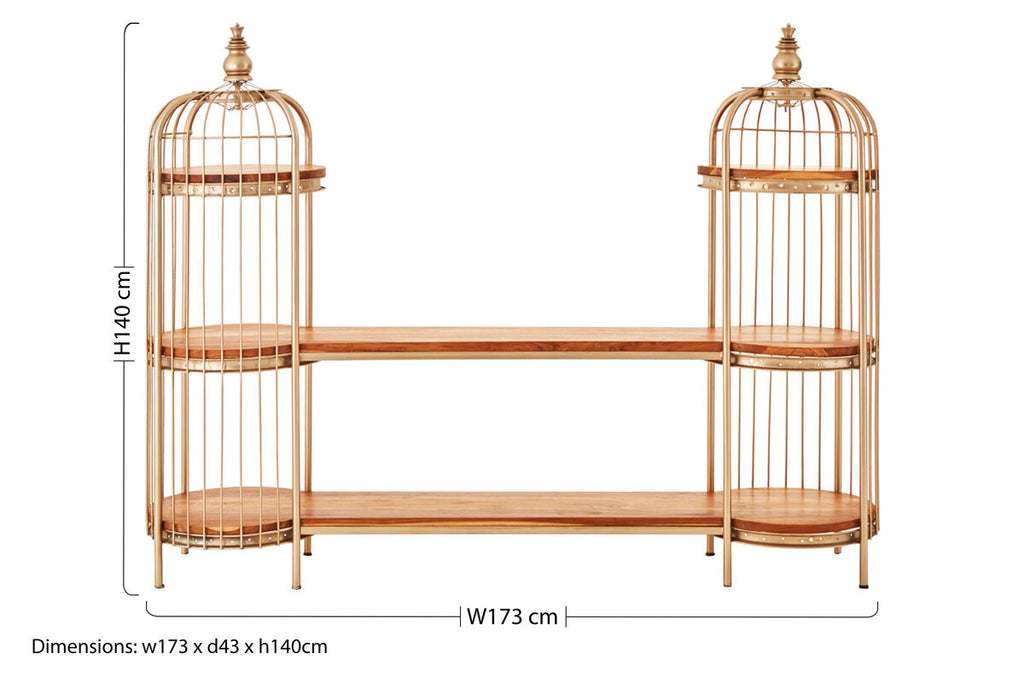 Mantis Champagne Gold Birdcage Shelf Unit