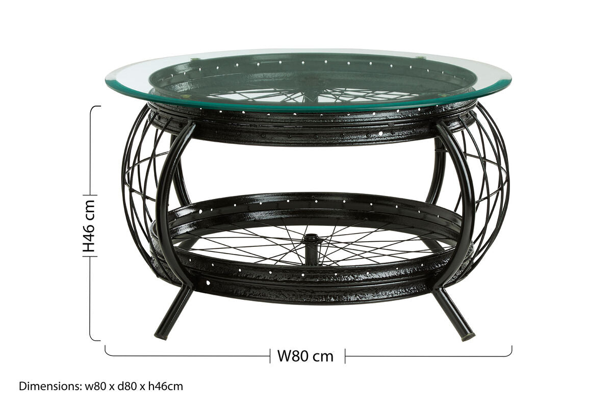 Clear Glass Top Coffee Table With Black Bamboo & Iron Frame, Mantis