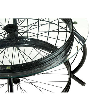 Clear Glass Top Coffee Table With Black Bamboo & Iron Frame, Mantis