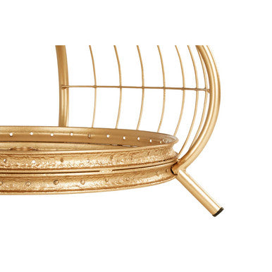 Clear Glass Top Coffee Table With Champagne Gold Bamboo & Iron Frame, Mantis