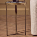 Round Polished Blue Agate Side Table With Gold Intersecting Legs, Vizzini