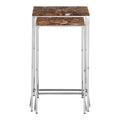 Nest Of 2 Side Tables With Natural Agate Onyx Stone Tops & Black Iron Geometric Base, Relic