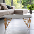 Black Marble Top Coffee Table With Gold Iron Legs, Relic