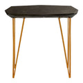 Large Black Marble Top Side Table With Gold Iron Legs, Relic