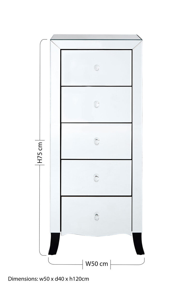 Graciela Chest Of 5 Drawer With Mirror Frame