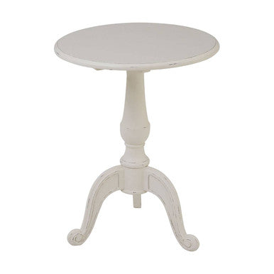 Weathered White Round Bayur Wood Pedestal Table, Loire