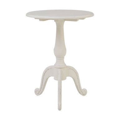 Weathered White Round Bayur Wood Pedestal Table, Loire