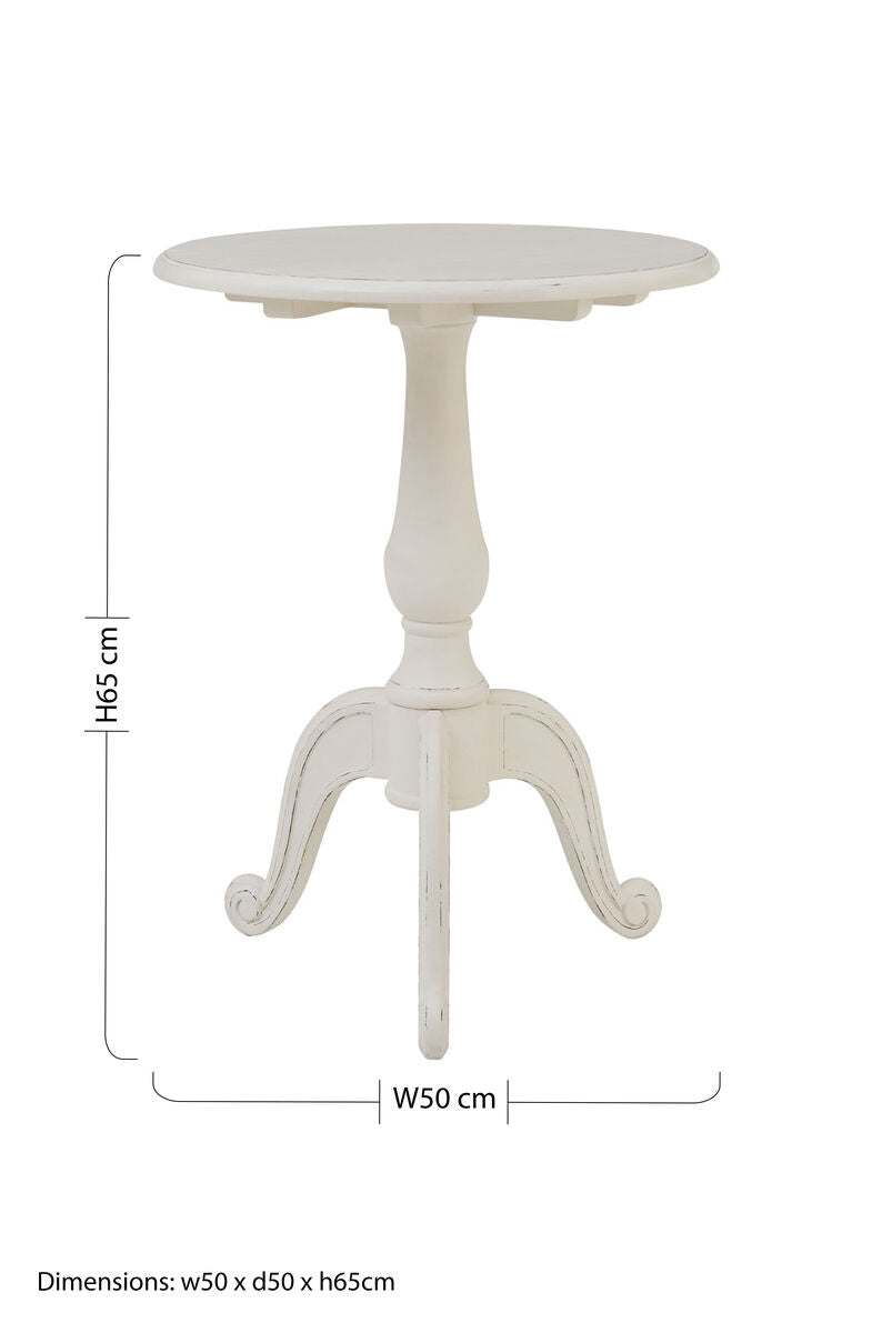 Weathered White Round Bayur Wood Pedestal Table, Loire