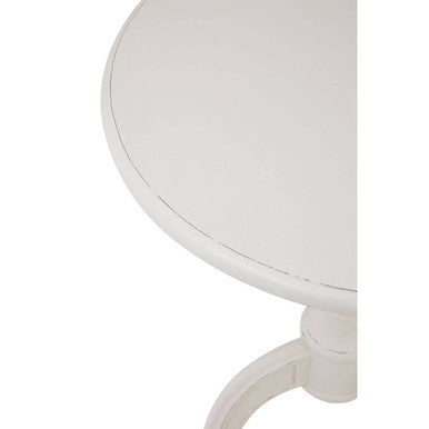 Weathered White Round Bayur Wood Pedestal Table, Loire