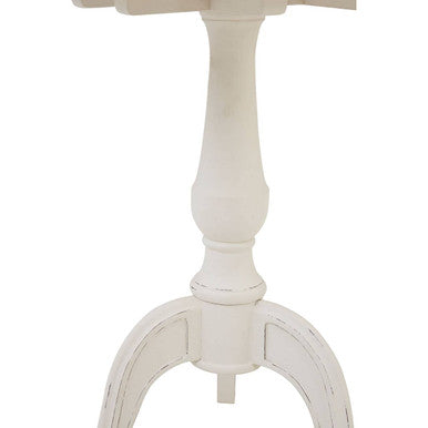 Weathered White Round Bayur Wood Pedestal Table, Loire