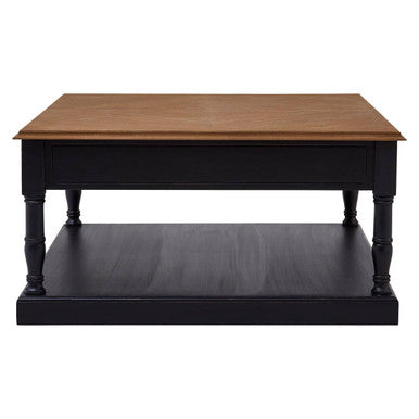 Black & Natural Wooden Coffee Table With 1 Slim Storage Drawer, Loire