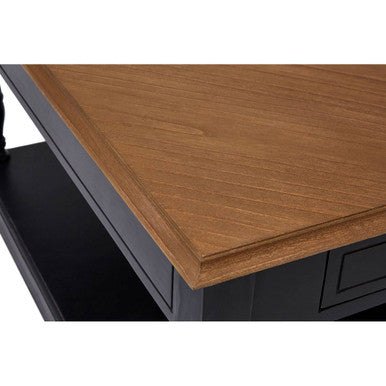 Black & Natural Wooden Coffee Table With 1 Slim Storage Drawer, Loire