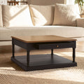 Black & Natural Wooden Coffee Table With 1 Slim Storage Drawer, Loire
