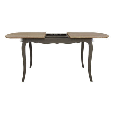 Dark Grey Bayur Wood Dining Table With Natural Wood Top, Loire