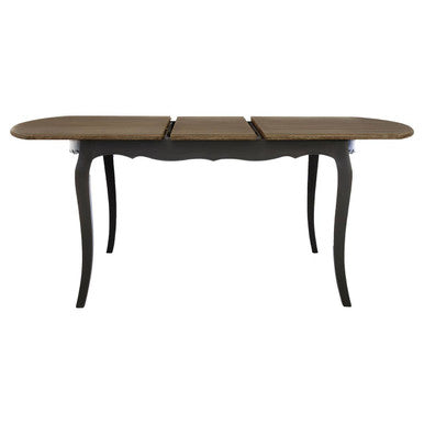 Dark Grey Bayur Wood Dining Table With Natural Wood Top, Loire