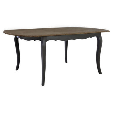 Dark Grey Bayur Wood Dining Table With Natural Wood Top, Loire