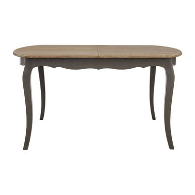 Dark Grey Bayur Wood Dining Table With Natural Wood Top, Loire