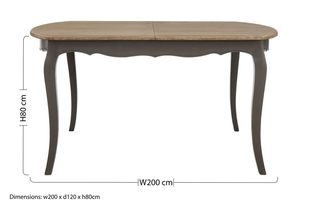 Dark Grey Bayur Wood Dining Table With Natural Wood Top, Loire