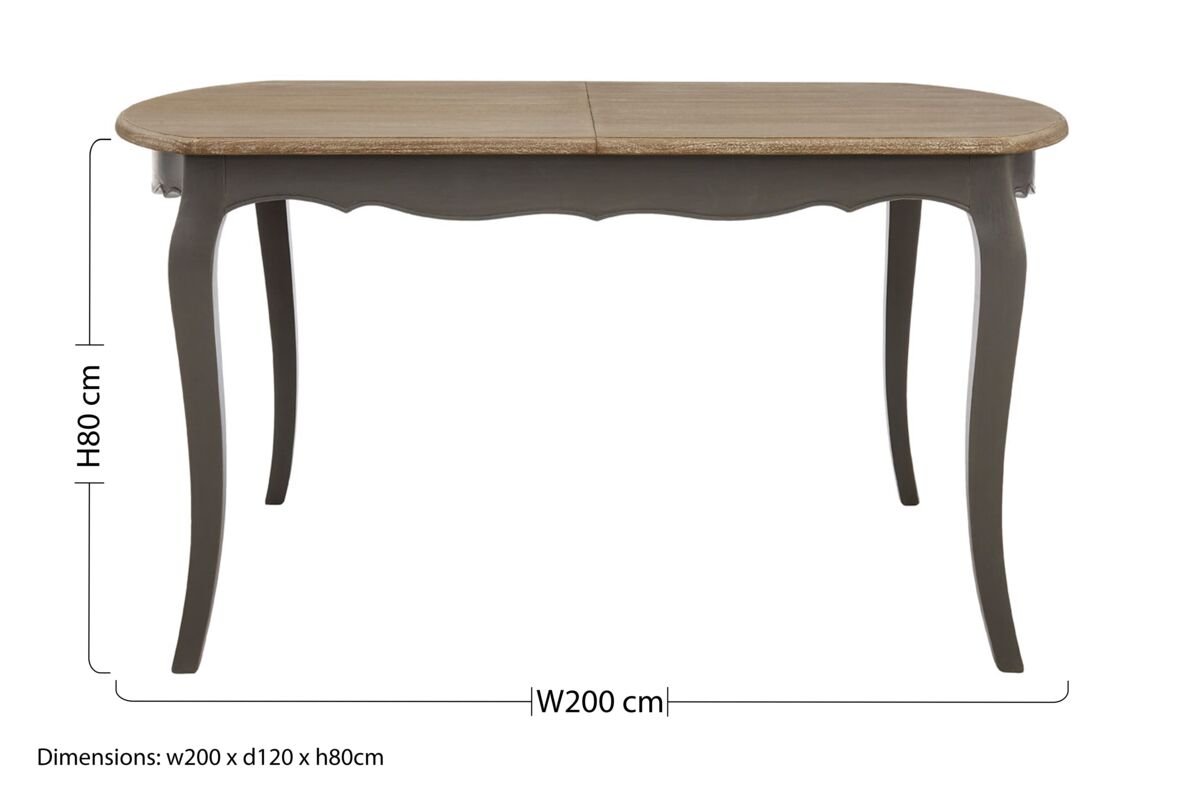 Dark Grey Bayur Wood Dining Table With Natural Wood Top, Loire
