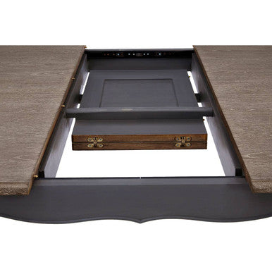 Dark Grey Bayur Wood Dining Table With Natural Wood Top, Loire