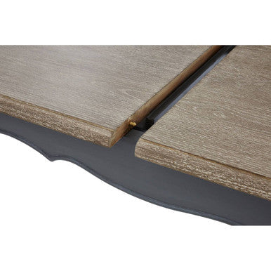 Dark Grey Bayur Wood Dining Table With Natural Wood Top, Loire
