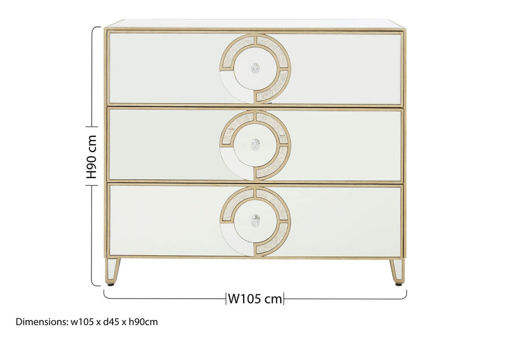 Knightsbridge 3 Drawer Unit Glass Natural