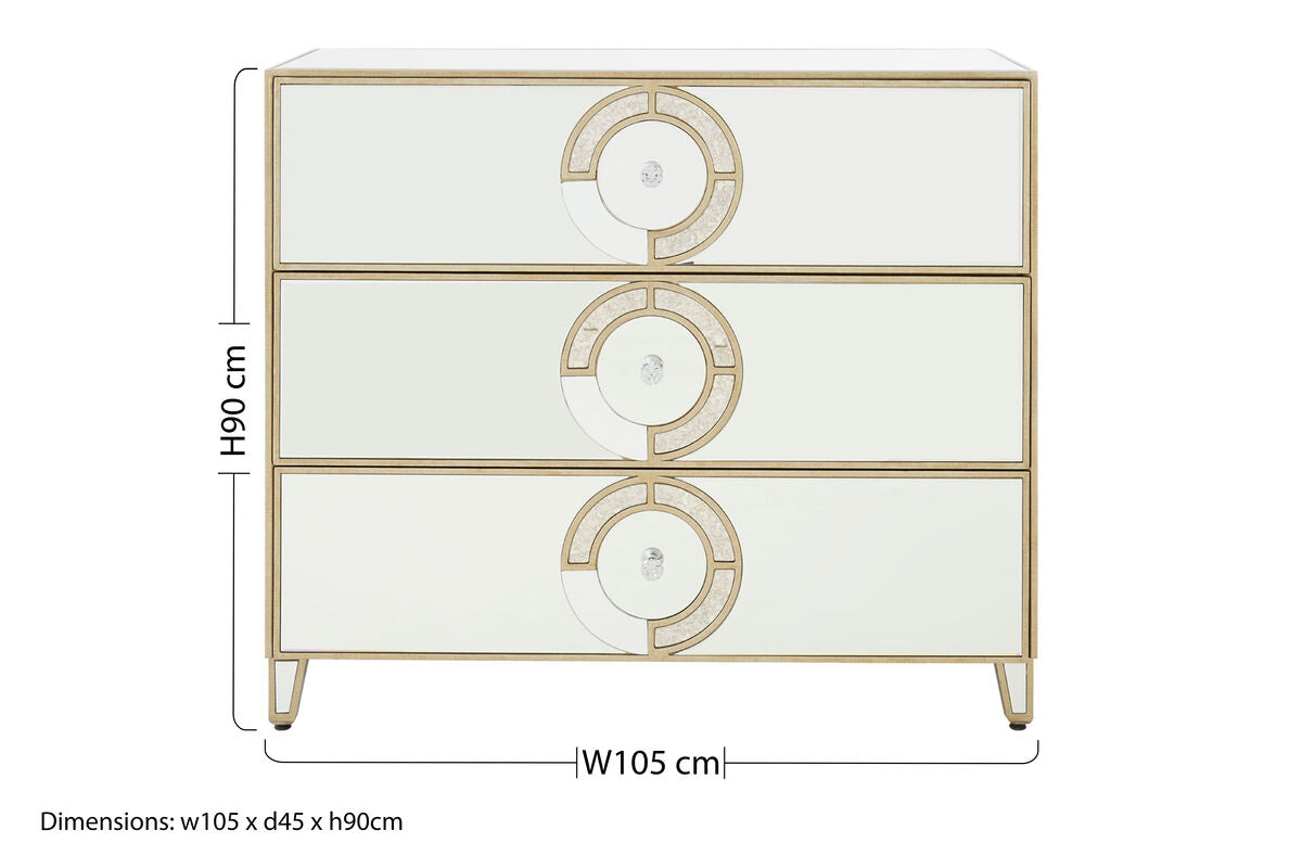 Knightsbridge 3 Drawer Unit Glass Natural