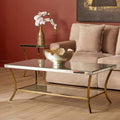 Silver Mirrored Top Coffee Table With Gold Metal Curved Legs, Kensington Townhouse