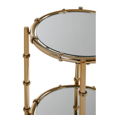 Clear Mirrored Top Side Table With Ring Clasp Detail & Gold Iron Base, Kensington Townhouse