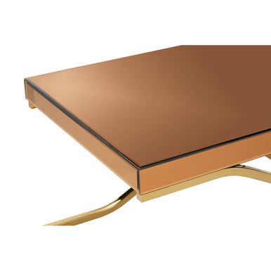 Light Brown Glass Top Coffee Table With Gold Iron Frame, Kensington Townhouse